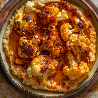 Roasted Cauliflower Hummus Bowls