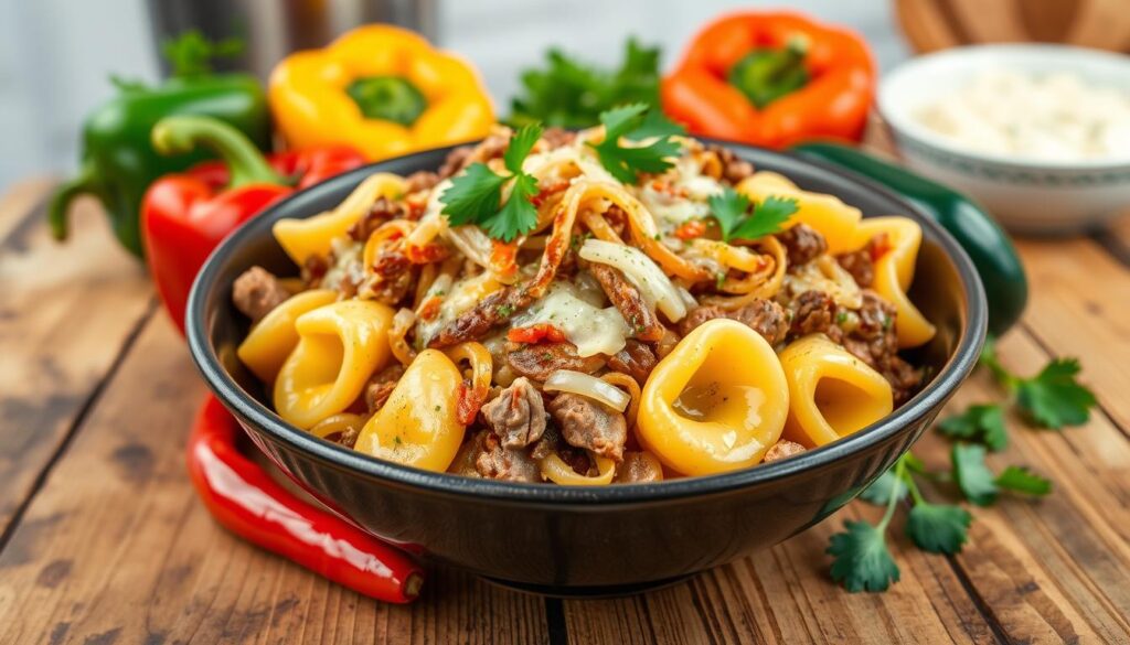 philly cheesesteak tortellini pasta