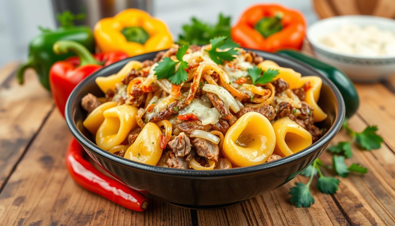 philly cheesesteak tortellini pasta